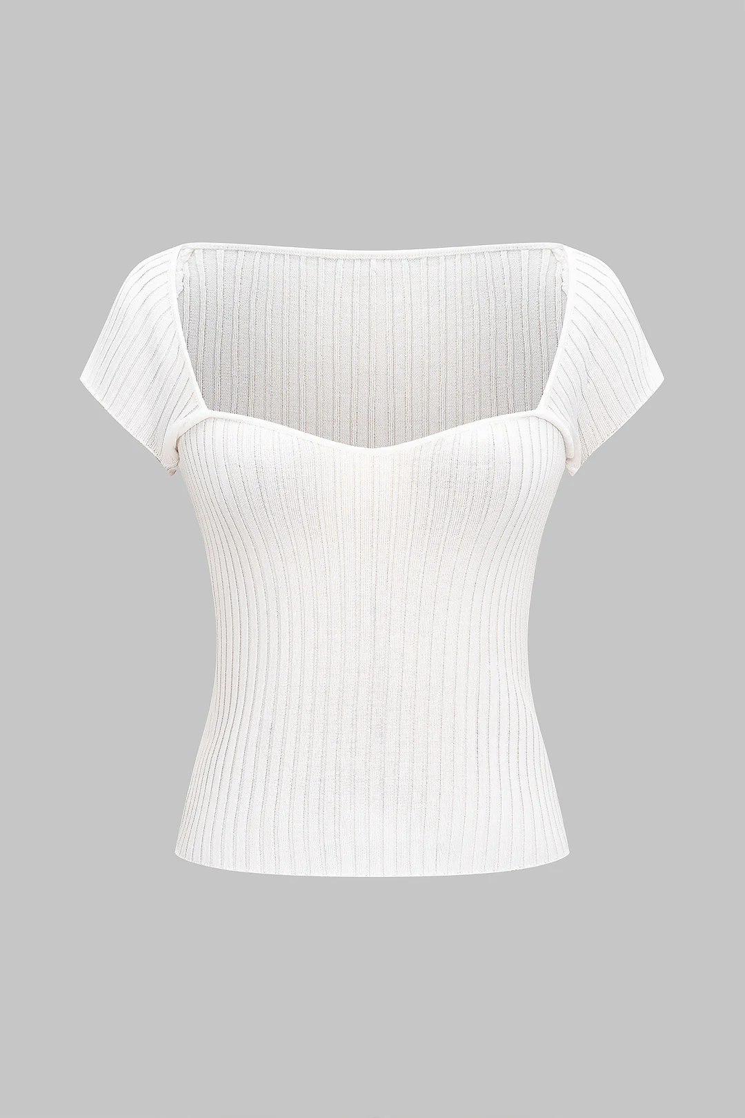 Knit Square Neck Short-Sleeve Top - Flockneti