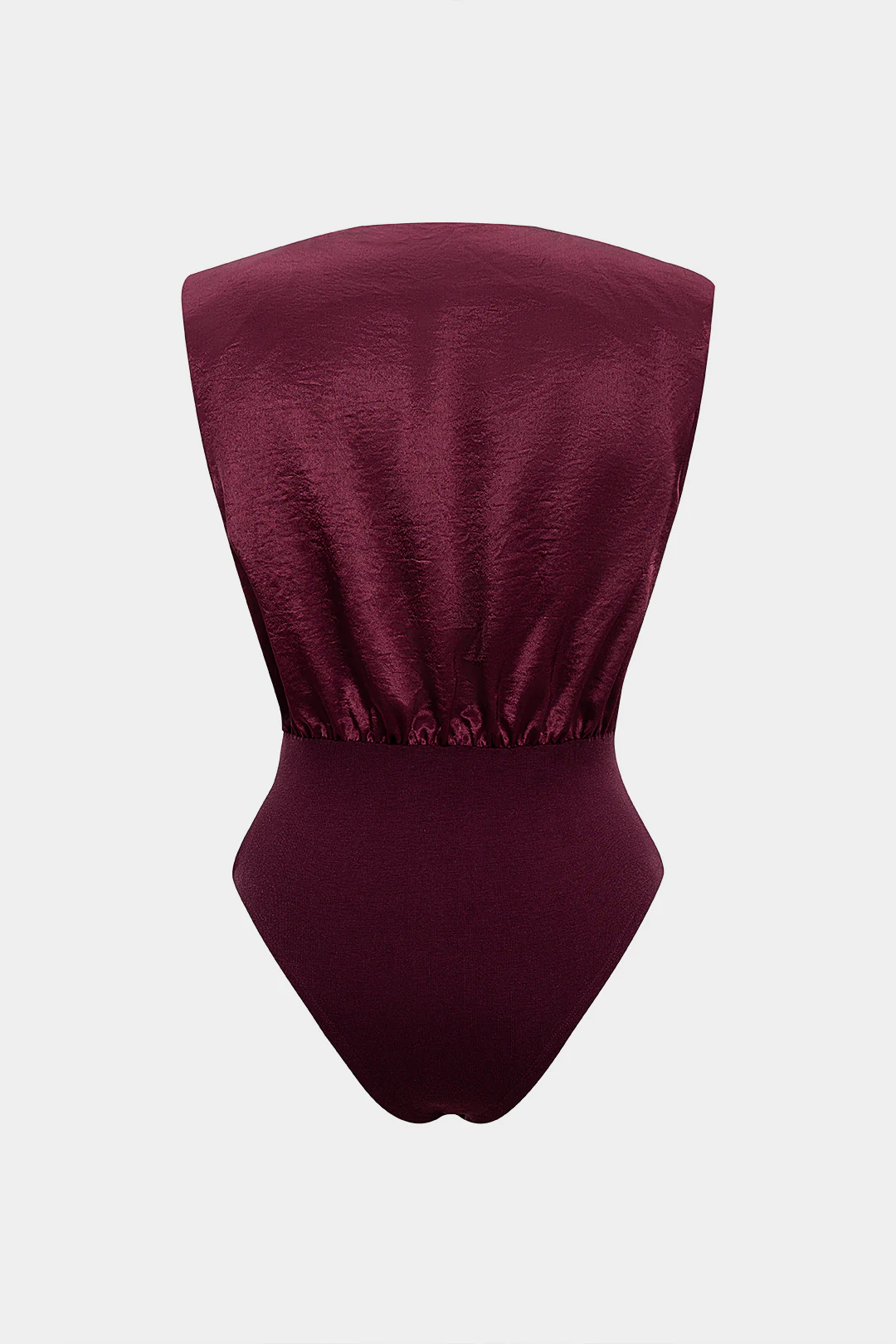 Satin Patchwork Metallic Decor V-Neck Sleeveless Bodysuit - Flockneti