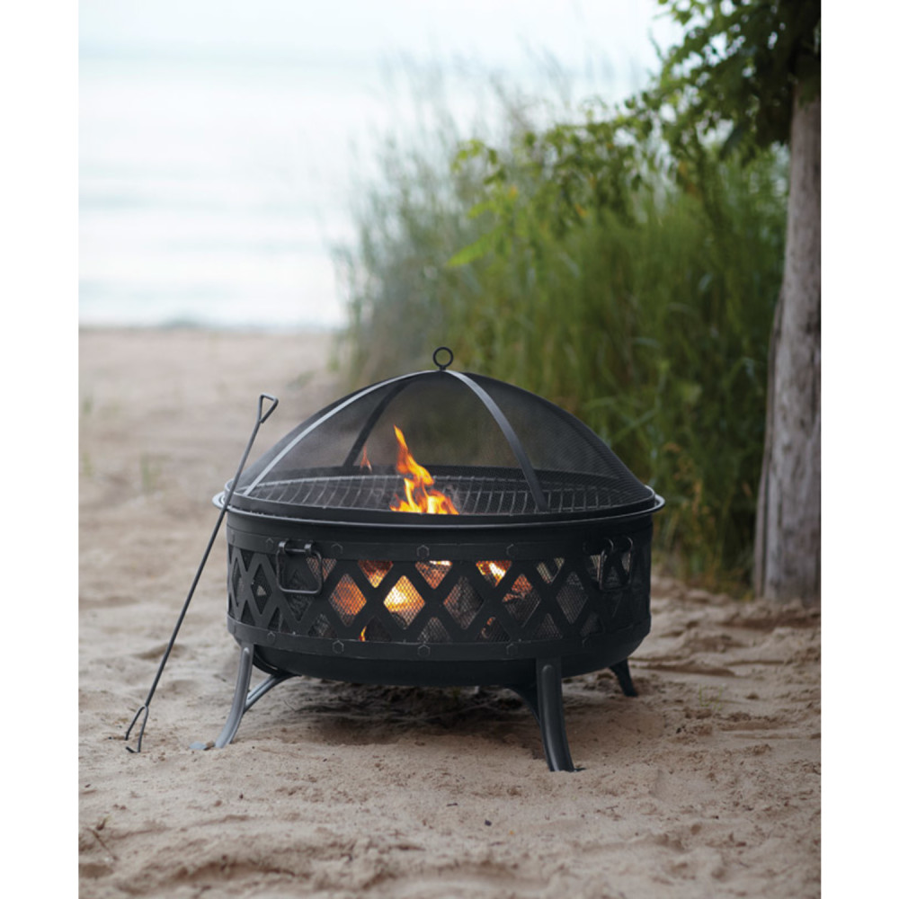 Living Accents Lattice Round Fire Pit Black Steel - Flockneti
