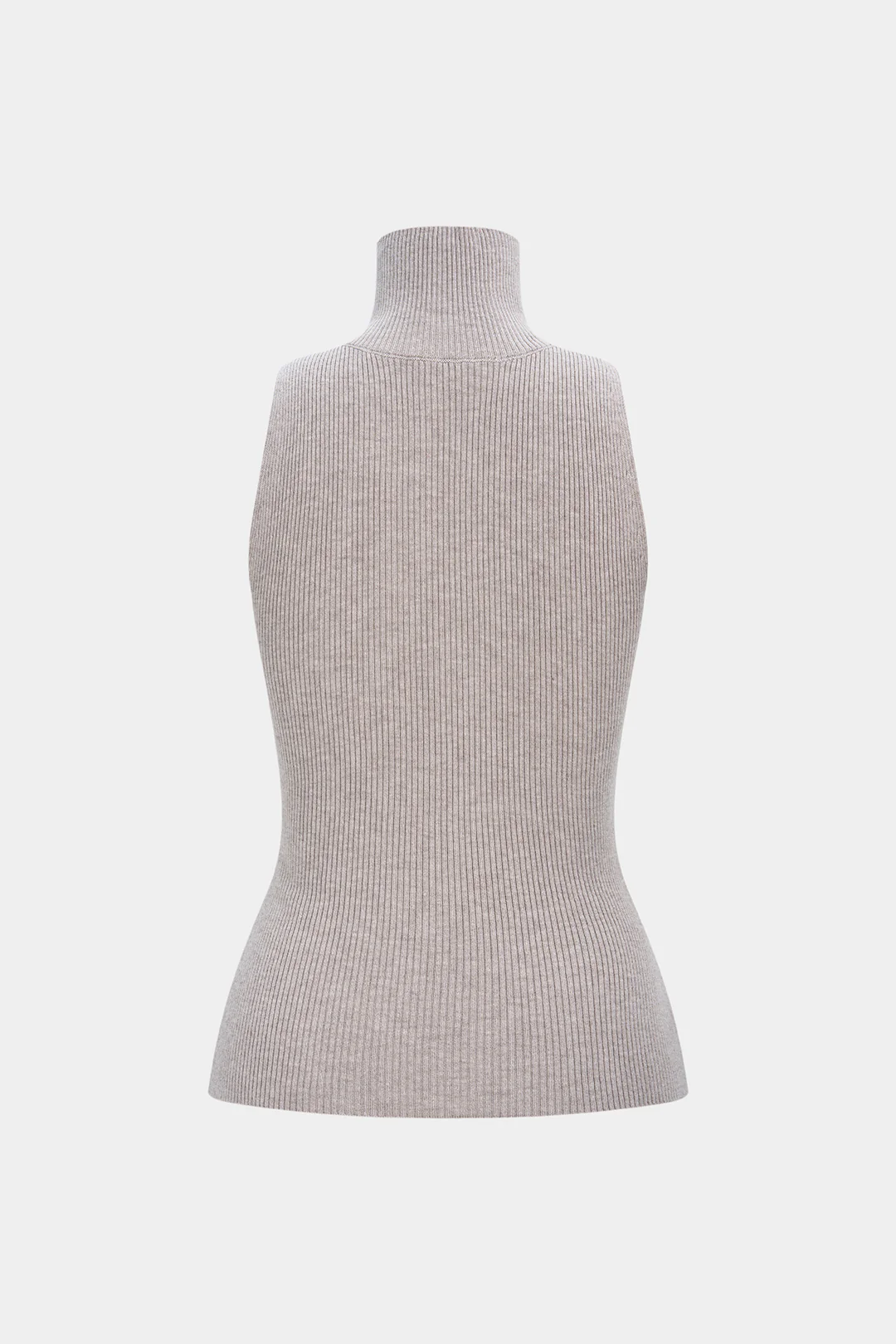 Knit High-Neck Ribbed Tank Top - Flockneti