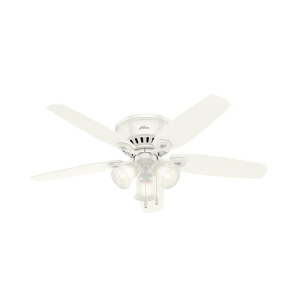 Hunter Fan Builder Ceiling Fan 52″ LED Indoor Snow White/Light Oak - Flockneti
