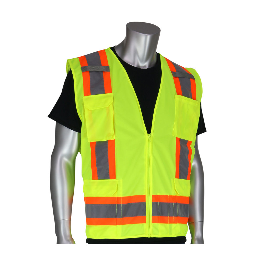 Protective Industrial Products ANSI R2 Two Tone Surveyors Vest Hi Vis Yellow Large - Flockneti