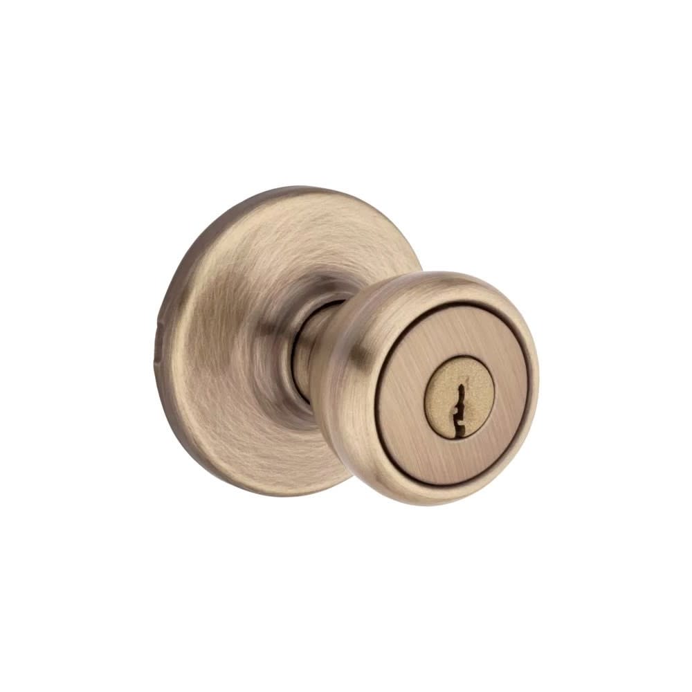 Kwikset Antique Brass Security Keyed Entry Exterior Tylo Lockset Knob - Flockneti