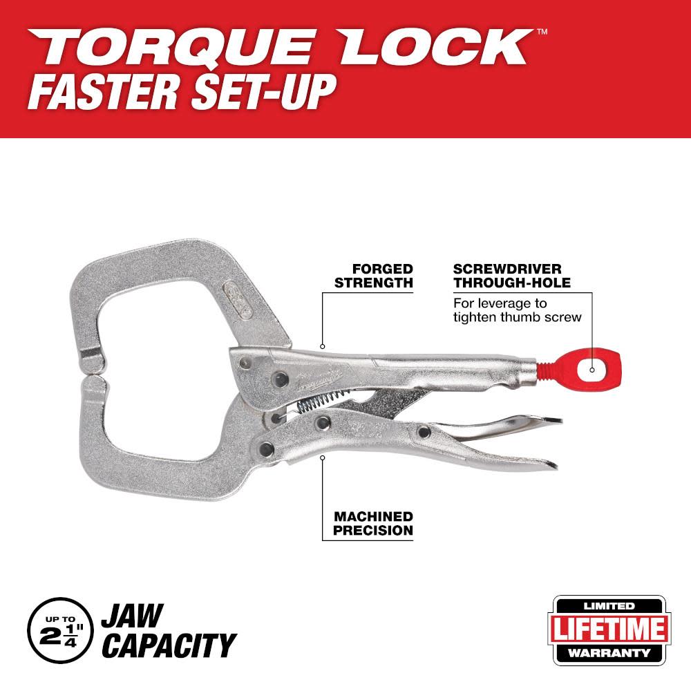 Milwaukee 6 in. TORQUE LOCK Locking C-Clamp With Regular Jaws - Flockneti