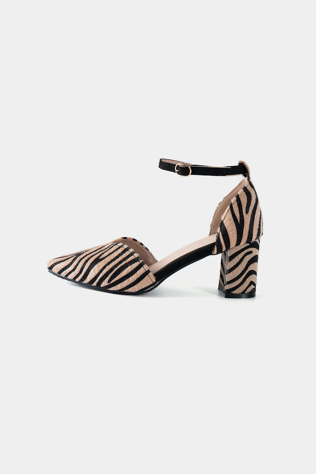 Zebra Print Pointed Toe Heels - Flockneti