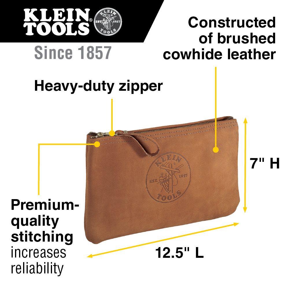Klein Tools Top-Grain Leather Zipper Bag - Flockneti