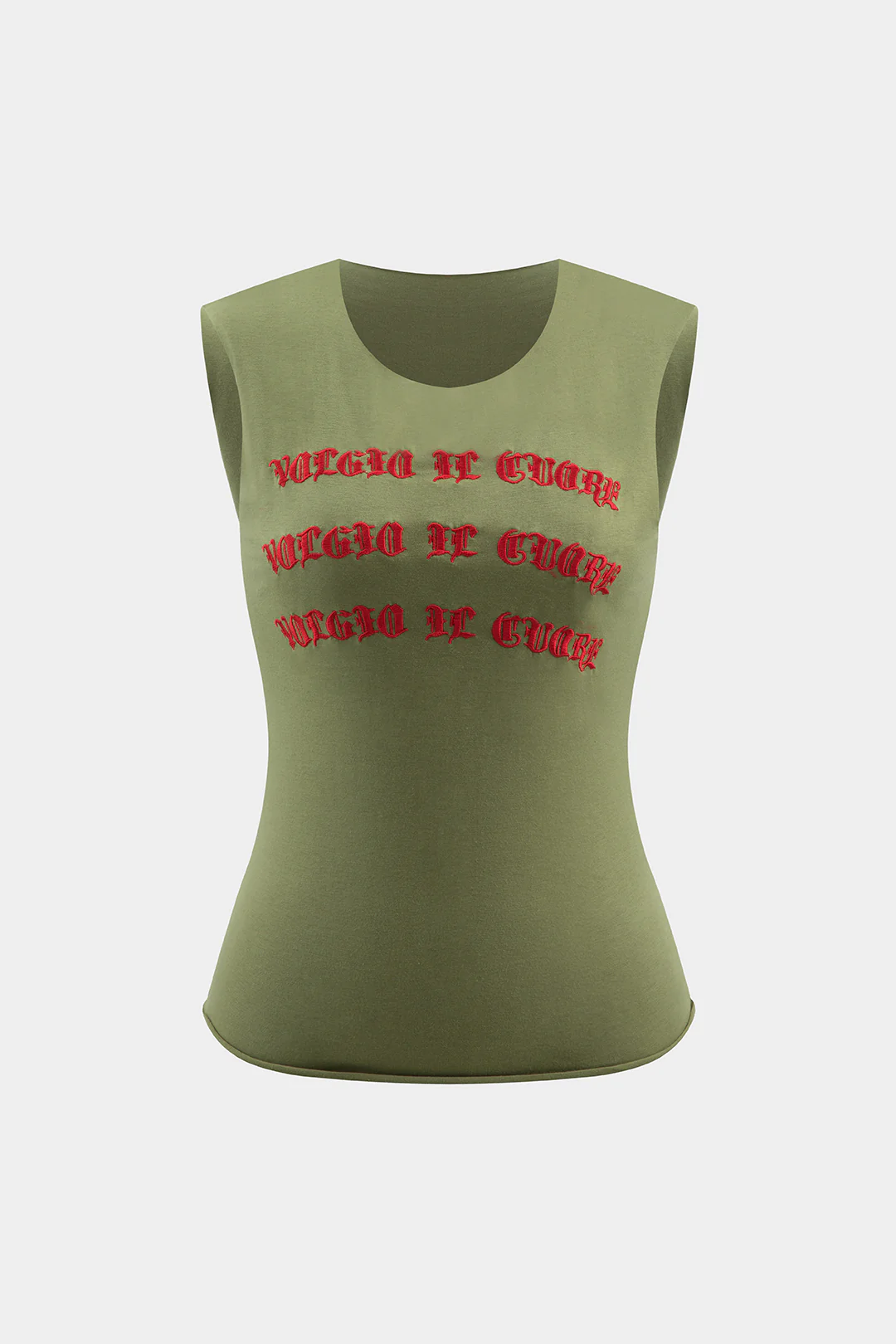 Embroidery Print Sleeveless Tank Top - Flockneti