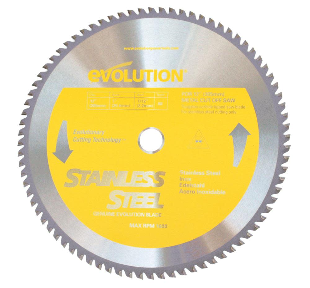 Evolution Power Tools 12-in 80-Tooth Dry Standard Tungsten Carbide-Tipped Steel Circular Saw Blade - Flockneti