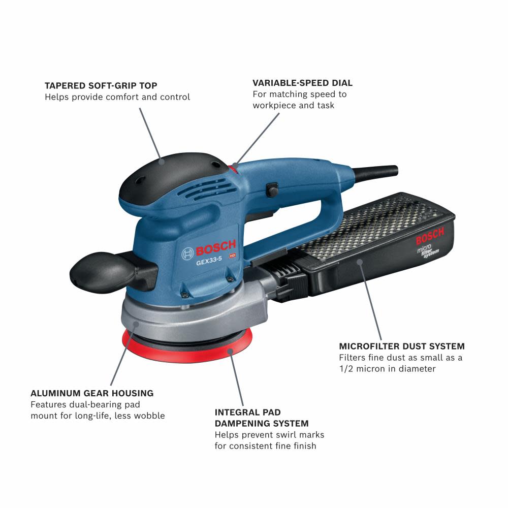 Bosch Sander/Polisher Multi Hole Random Orbit 5″ - Flockneti