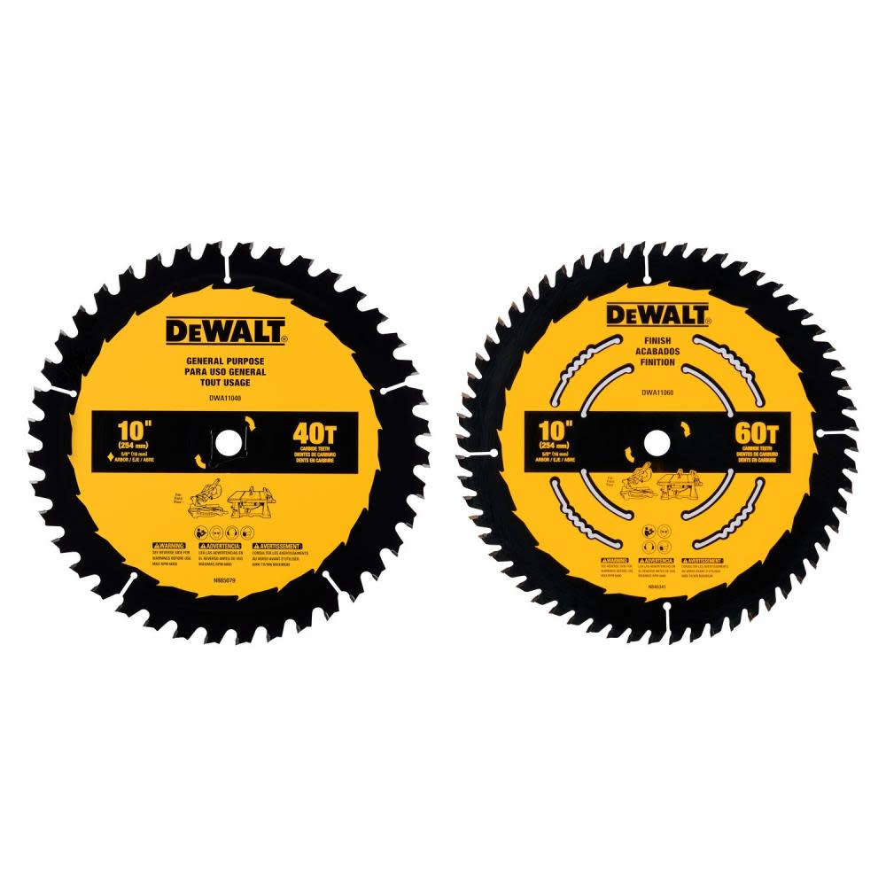 DEWALT Circular Saw Blade 10″ 60T & 40T 2pk - Flockneti