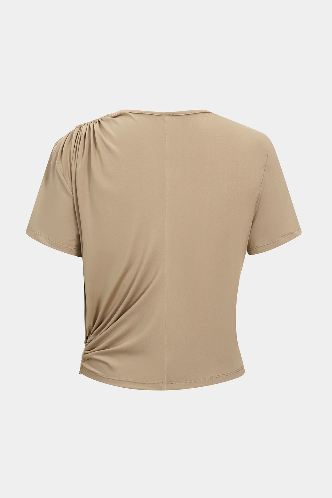 Metallic Ruched Short Sleeve T-Shirt - Flockneti