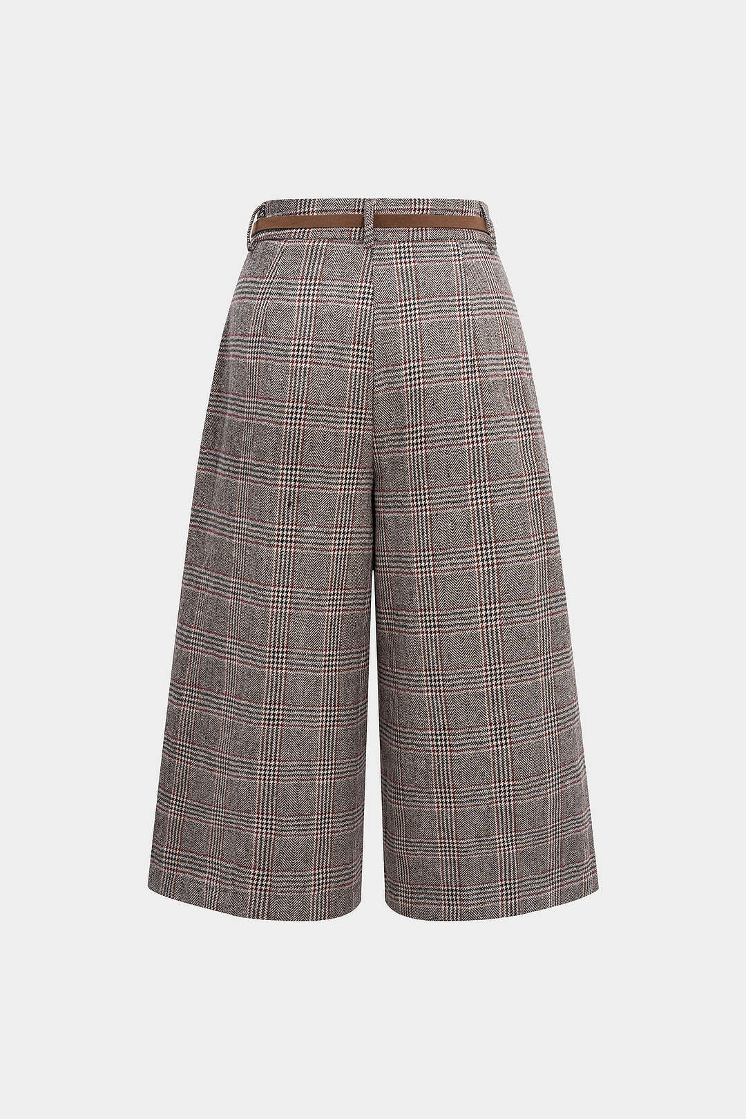 Houndstooth Print High Waist Trousers - Flockneti