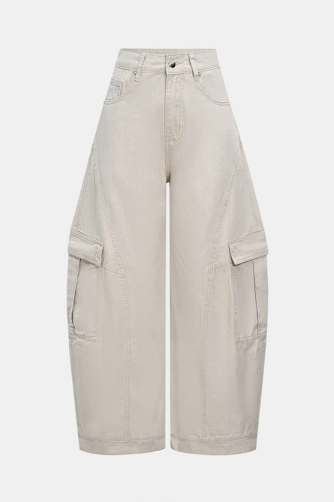 Pocket Wide Leg Barrel Trousers - Flockneti