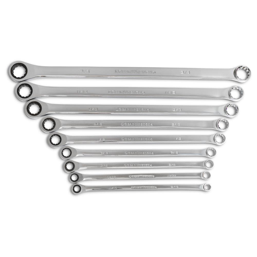 GEARWRENCH 9 Pc XL GearBox Sae Double Box Ratcheting Wrench Set - Flockneti