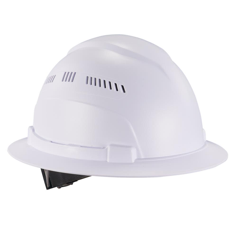 Ergodyne Skullerz 8968 White Lightweight Full Brim Hard Hat Vented Class C - Flockneti