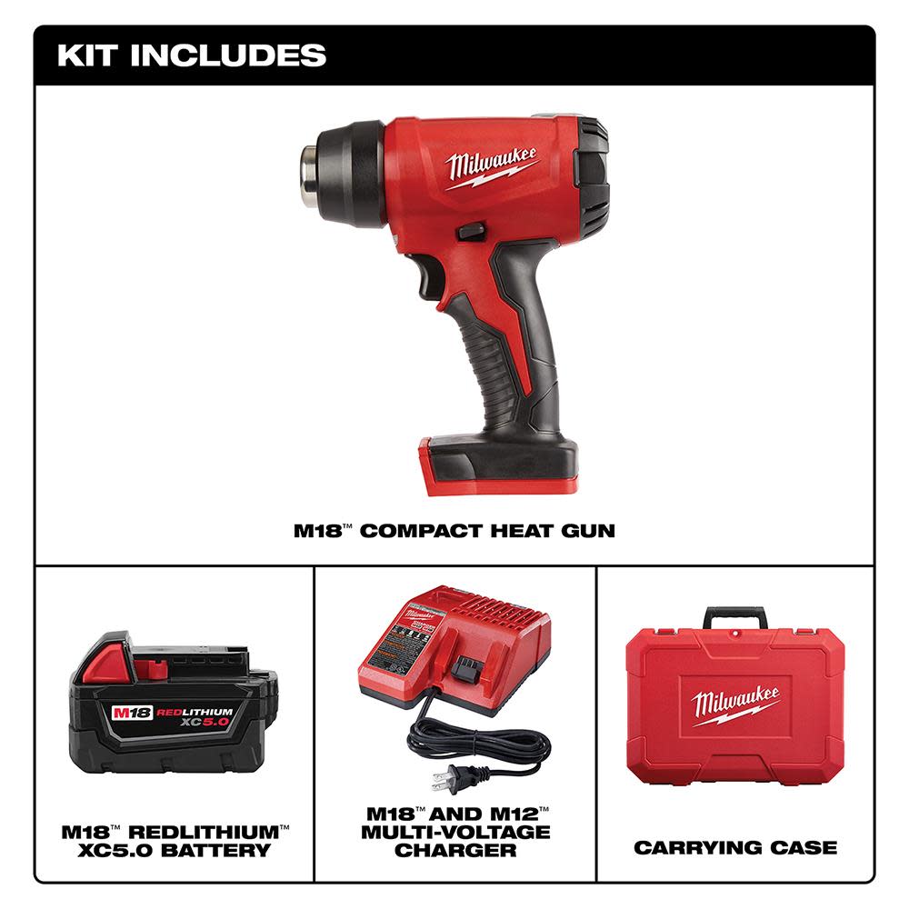 Milwaukee M18 Compact Heat Gun Kit - Flockneti