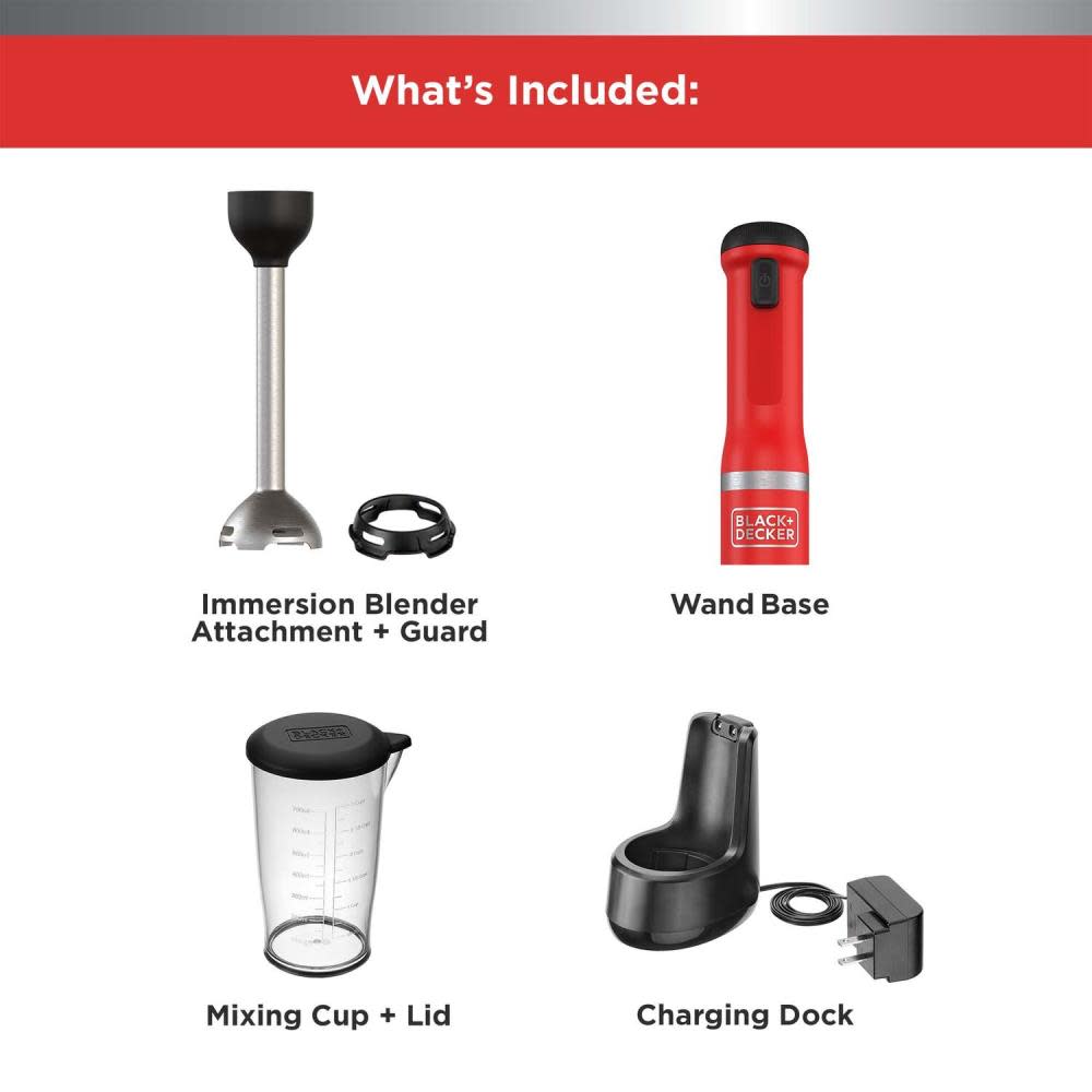 Black and Decker kitchen wand Cordless Immersion Blender Red - Flockneti
