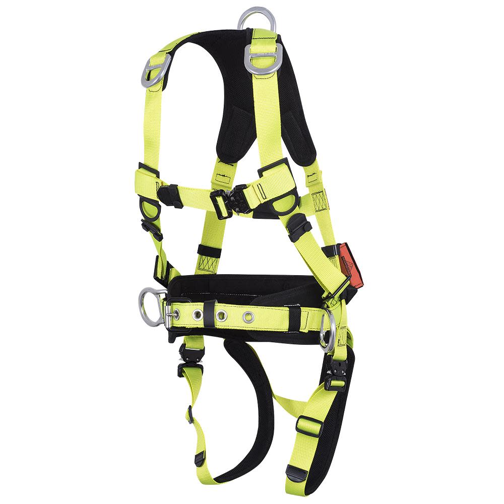 Peakworks PeakPro Plus Series Full Body Safety Harness with Positioning Belt Hi Vis Green Medium - Flockneti