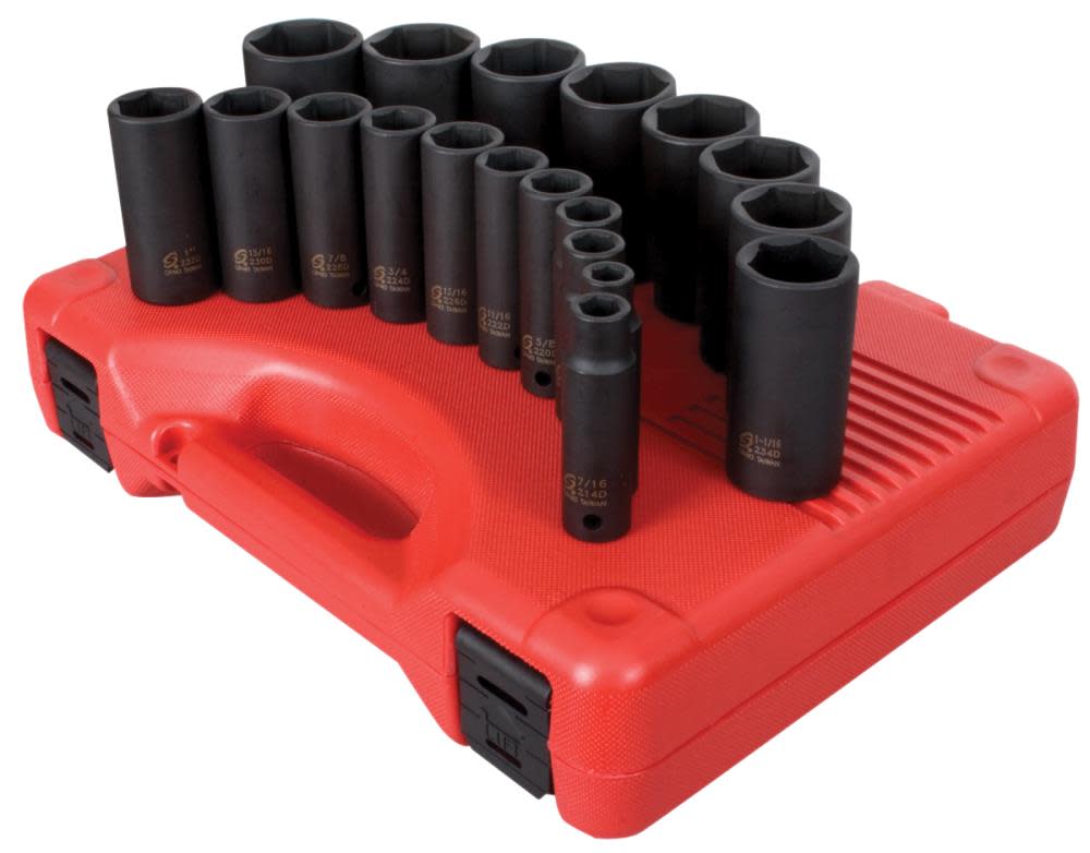 Sunex 1/2 In. Drive SAE Deep Impact Socket Set 19 pc. - Flockneti