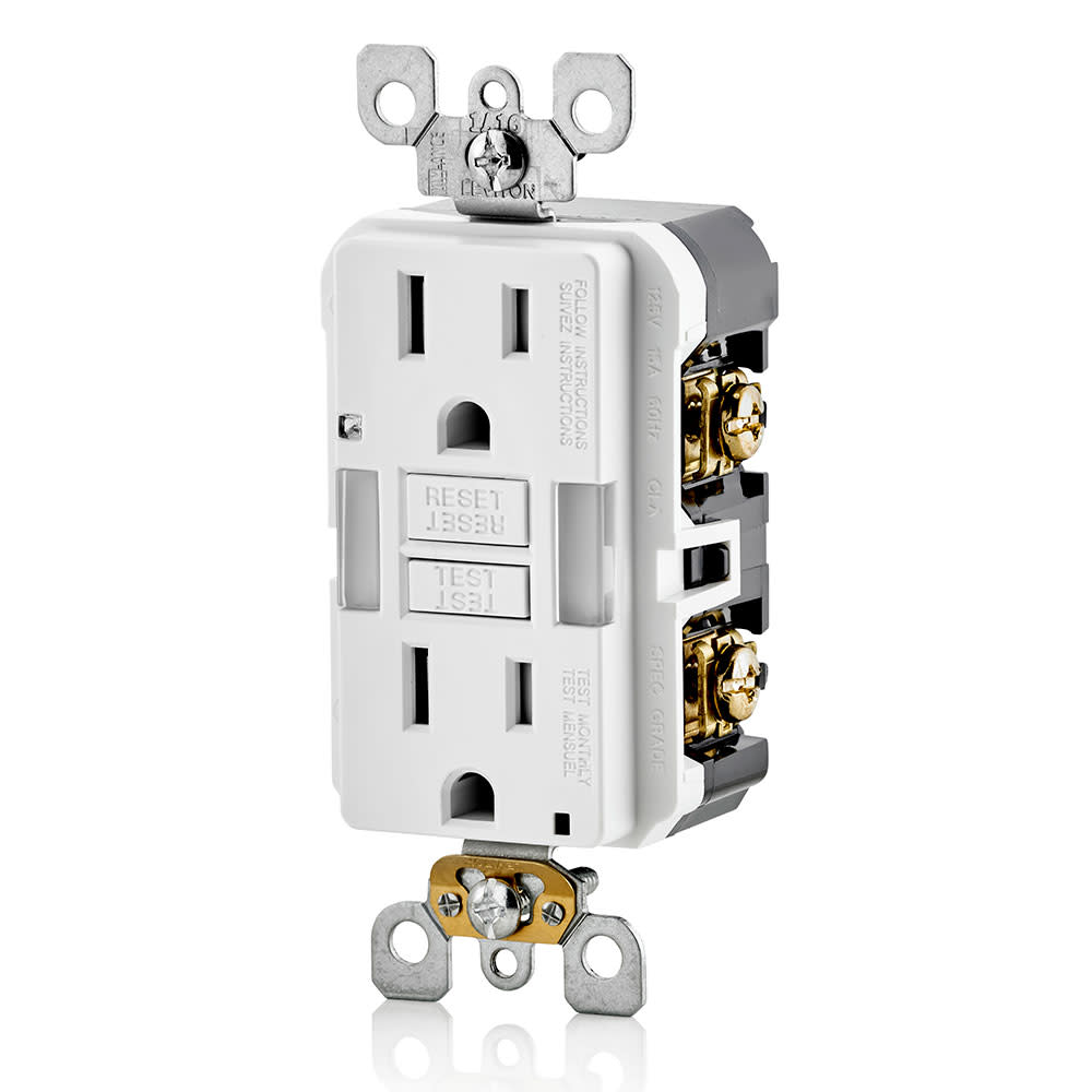 Leviton SmartlockPro GFCI Outlet 15A 125V Duplex White NEMA 5-15R - Flockneti