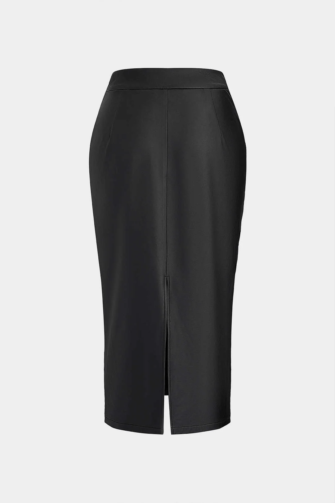 Faux Leather Quilted Patchwork Zipper Split Skirt - Flockneti