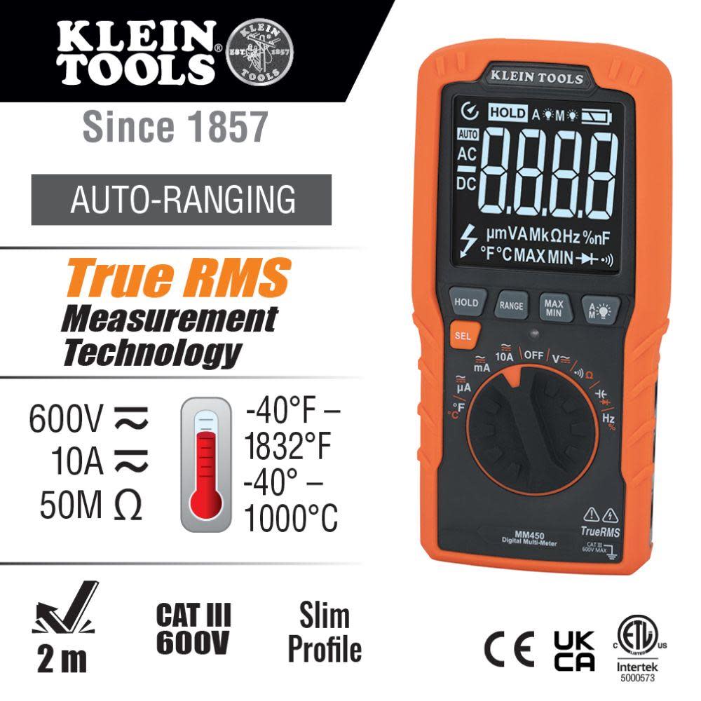 Klein Tools Slim Digital Multimeter TRMS Auto Ranging - Flockneti