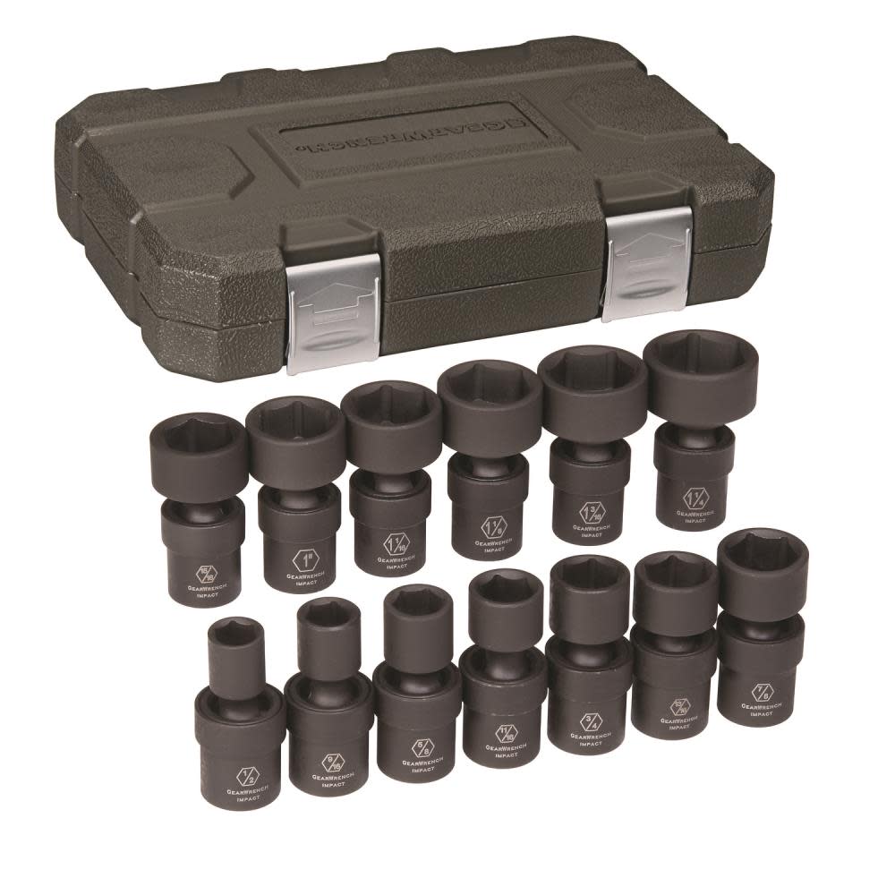 GEARWRENCH 13 Pc 1/2″ Drive 6 Point Standard Universal Impact SAE Socket Set - Flockneti
