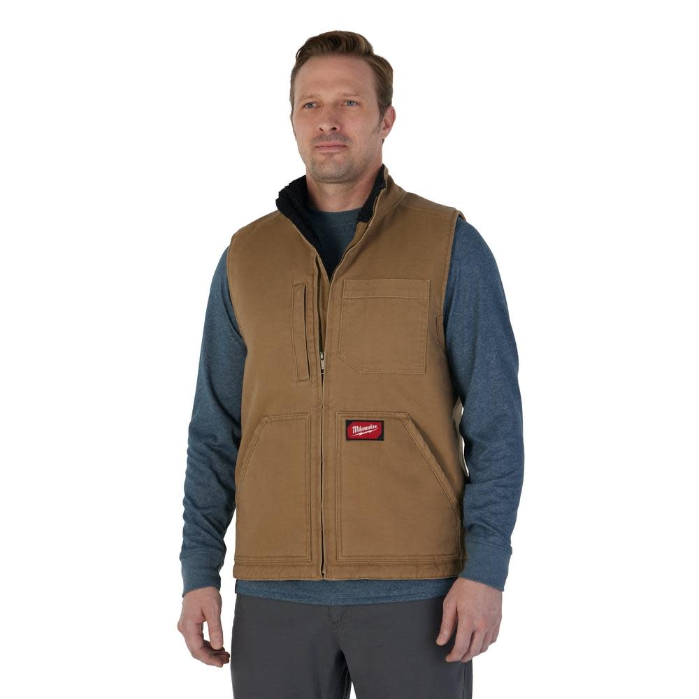 Milwaukee Heavy Duty Sherpa Lined Vest Brown 2X - Flockneti