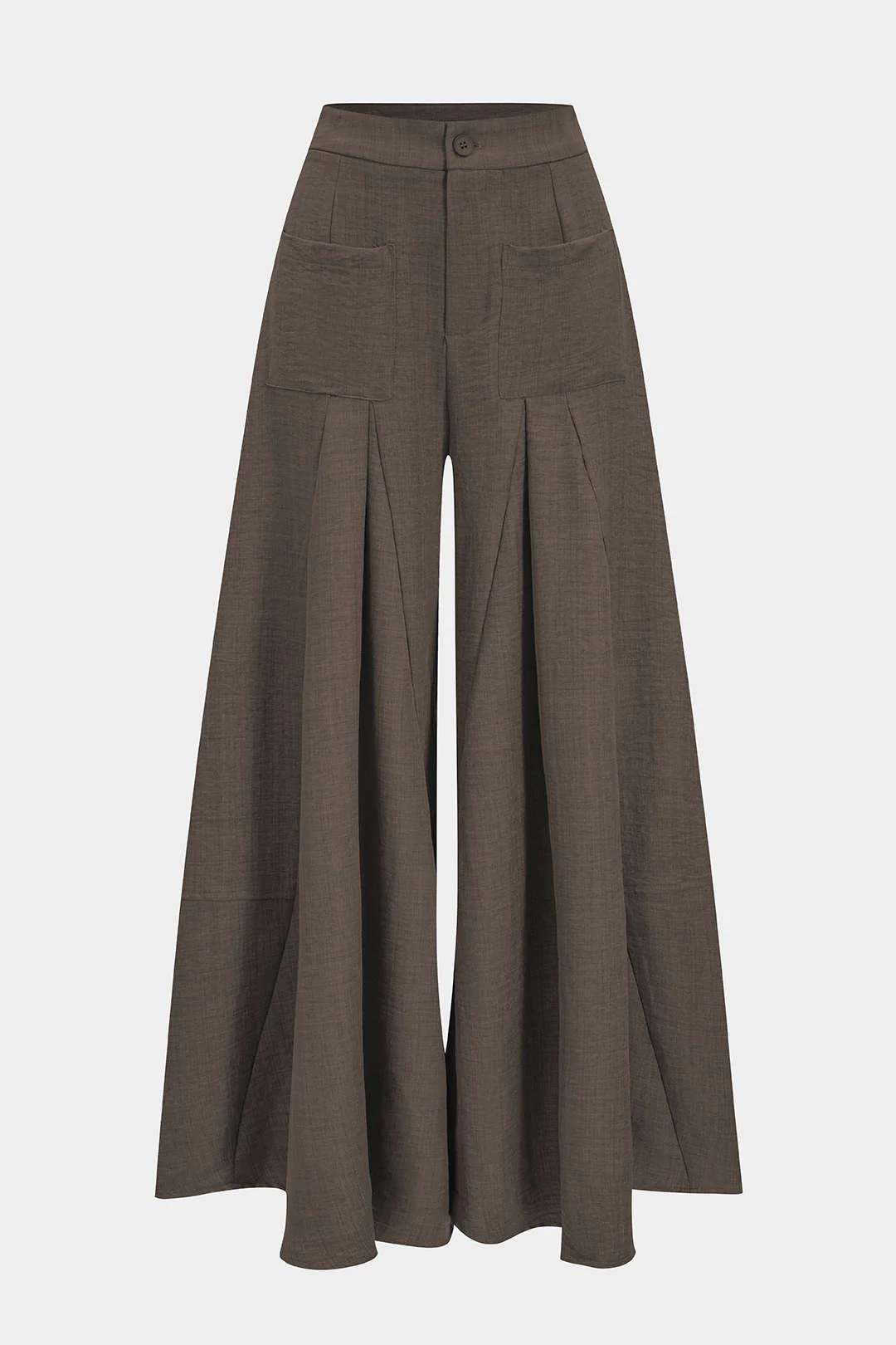 Ruched Zipper Pocket Wide Leg Trousers - Flockneti