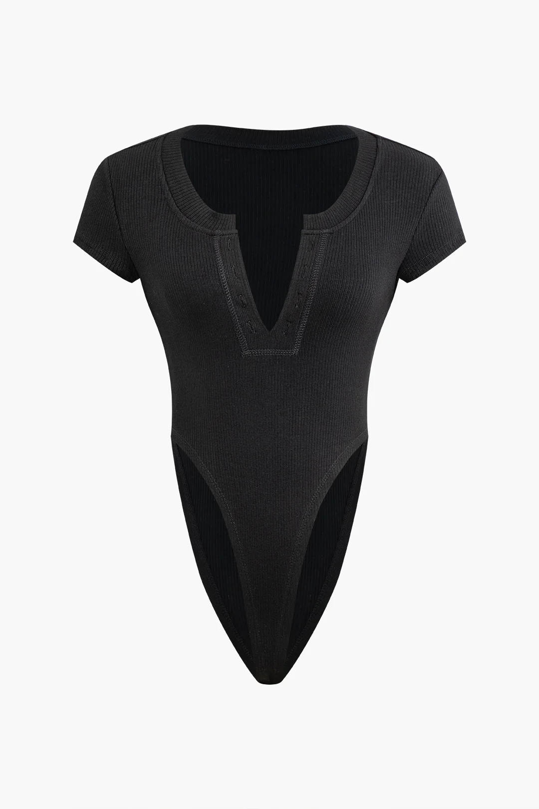V-Neck Ribbed Sleeveless Bodysuit - Flockneti