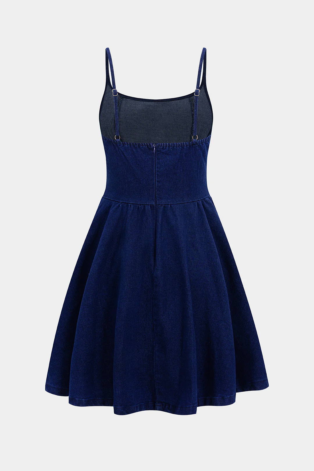 Denim Ruched Slip Sleeveless Dress - Flockneti