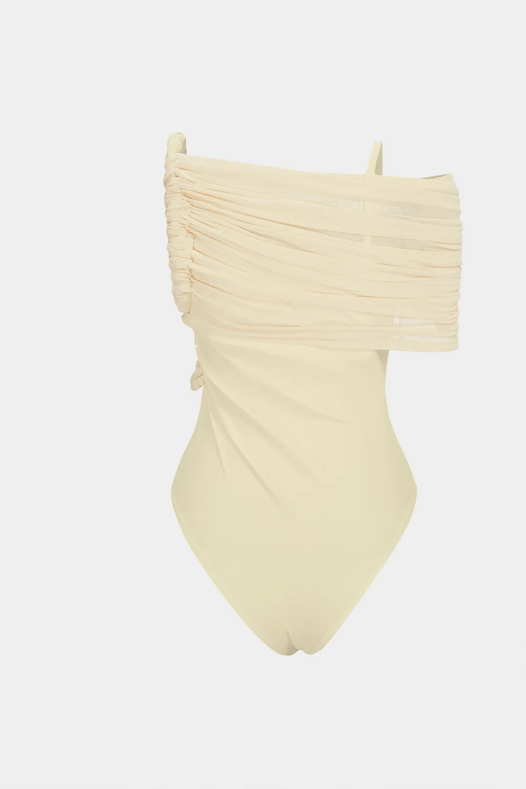 Asymmetrical Twist Knot Ruched Sleeveless Bodysuit - Flockneti