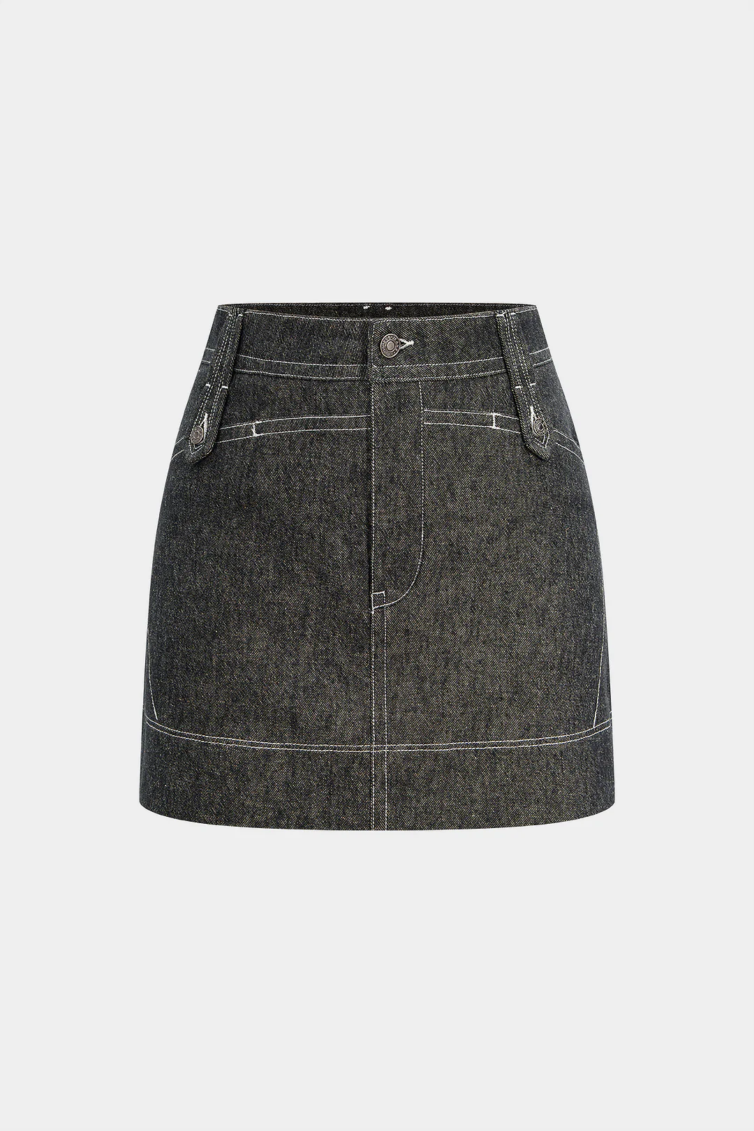 Denim Button Mini Skirt - Flockneti