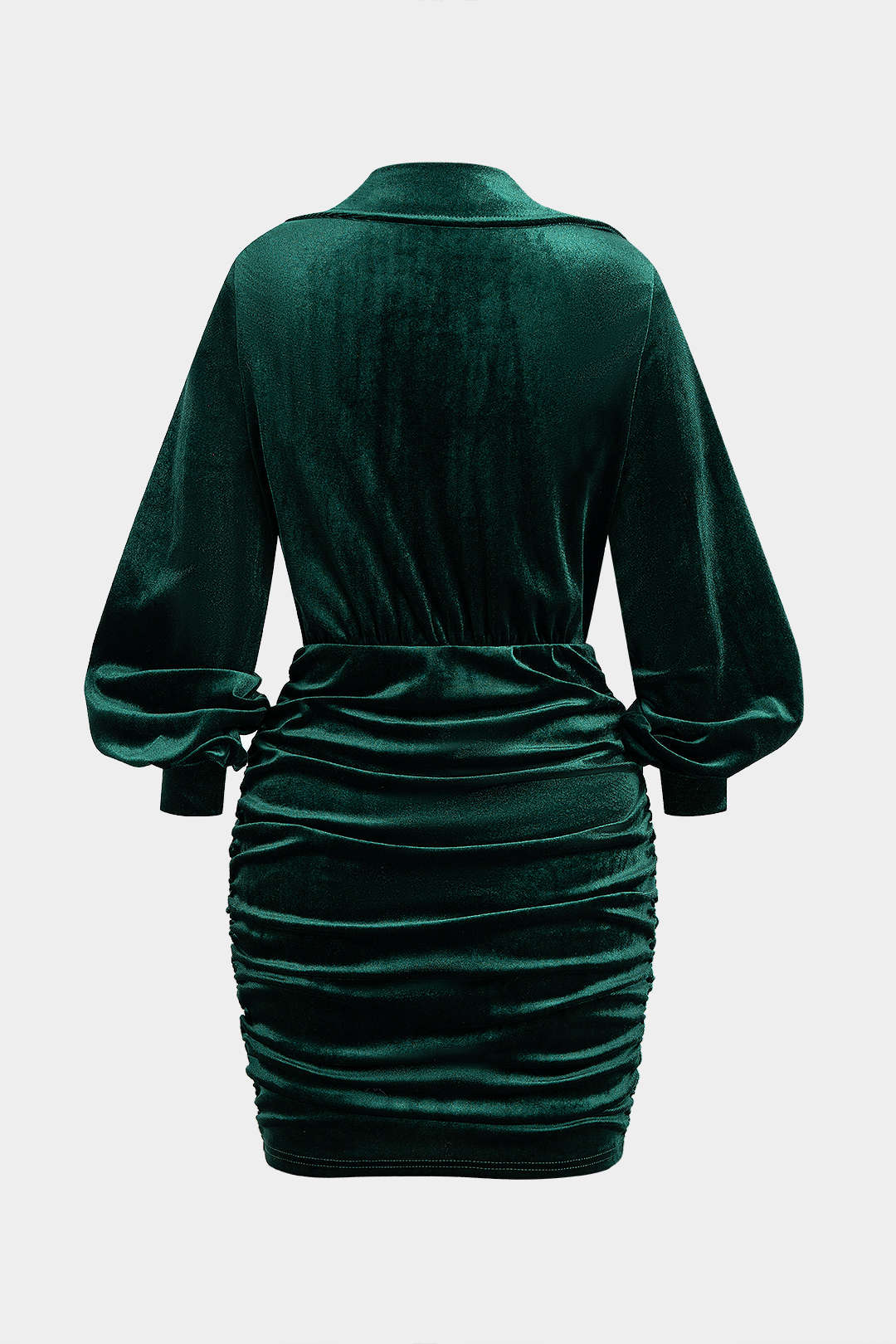 Draped Cowl Neck Velvet Long Sleeve Mini Dress - Flockneti