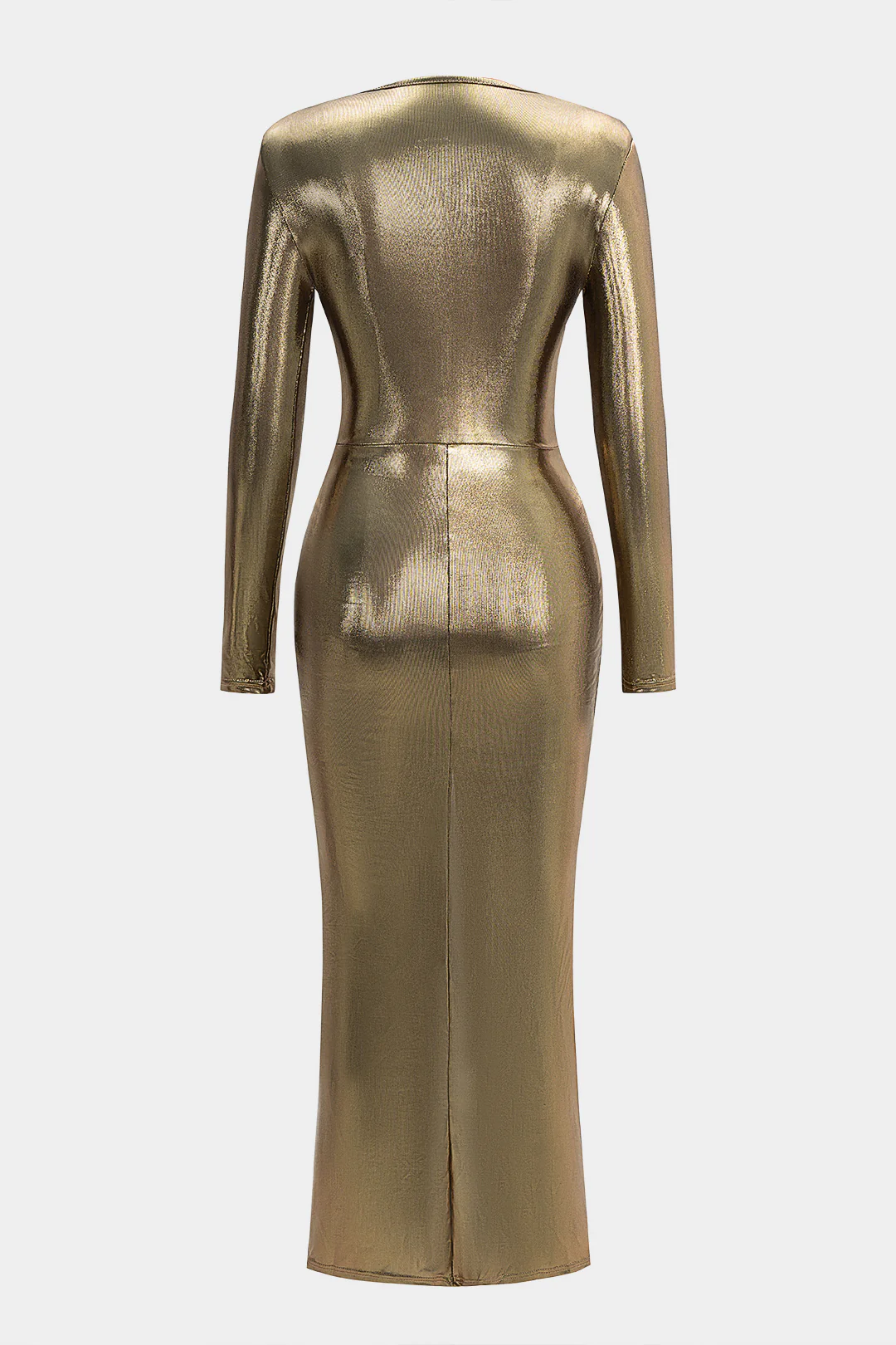 Deep V-Neck Ruched Long Sleeve Maxi Dress - Flockneti