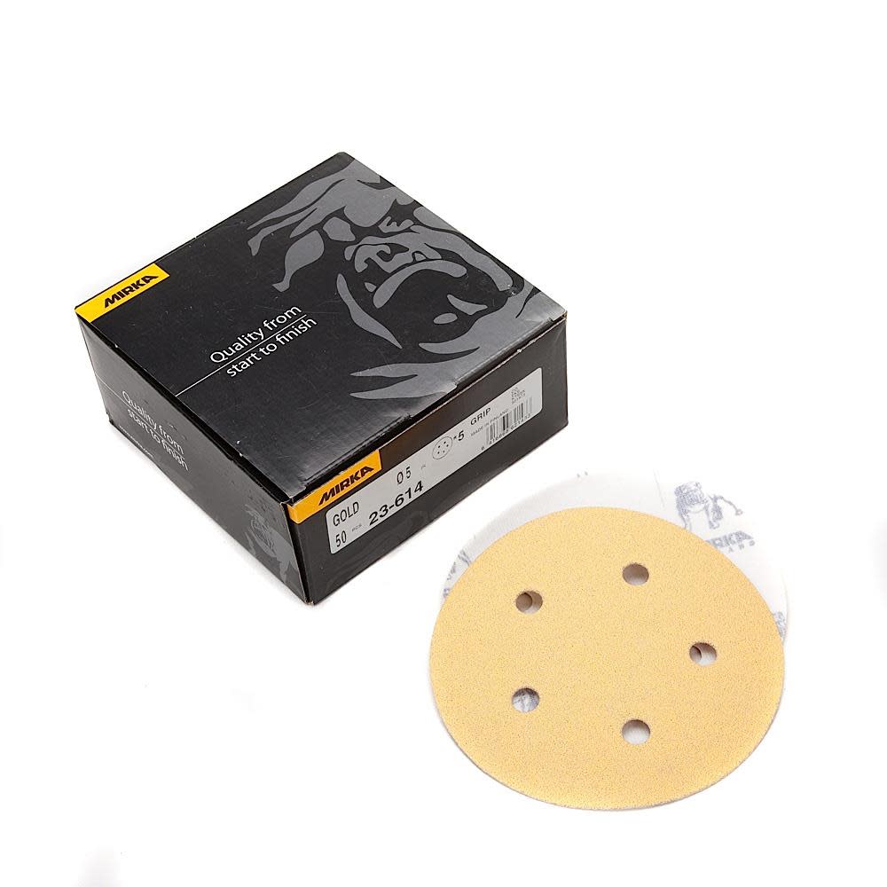 Mirka Gold 5 In. 5 Hole Grip Vacuum Disc Assortment Pack (80 100 120 150 220) - Flockneti