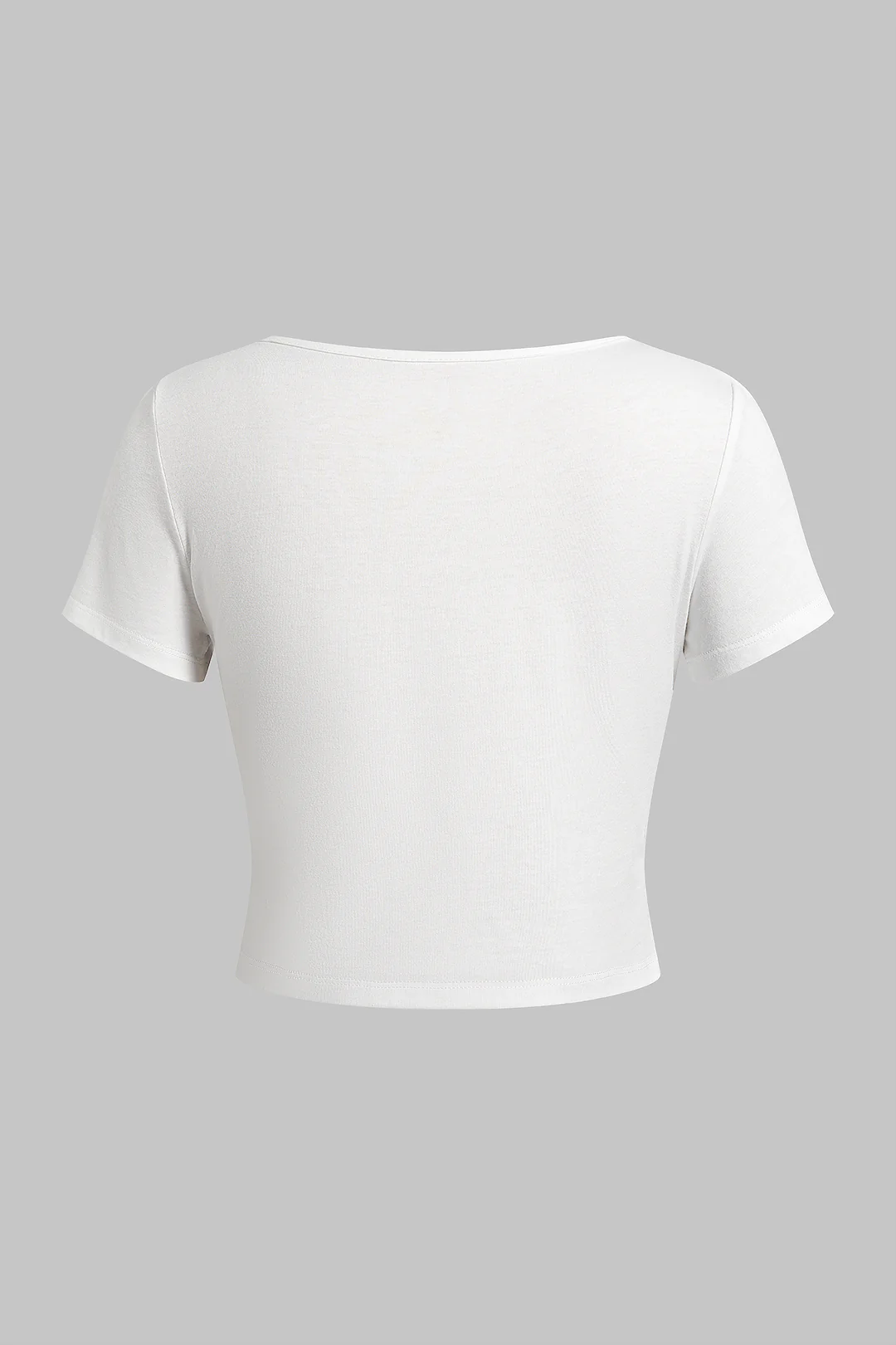 Solid Round Neck Ruched Short Sleeve Top - Flockneti