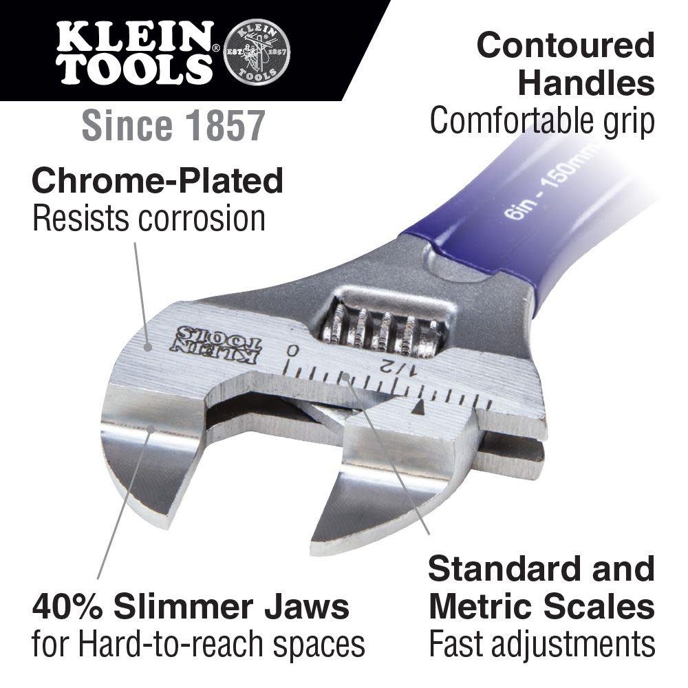 Klein Tools Slim-Jaw Adjustable Wrench 8″ - Flockneti