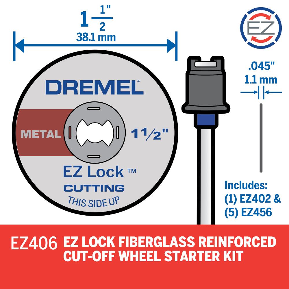 Dremel 1-1/2 In. (3.2 mm) EZ Lock Cut-Off Wheel Starter Kit - Flockneti