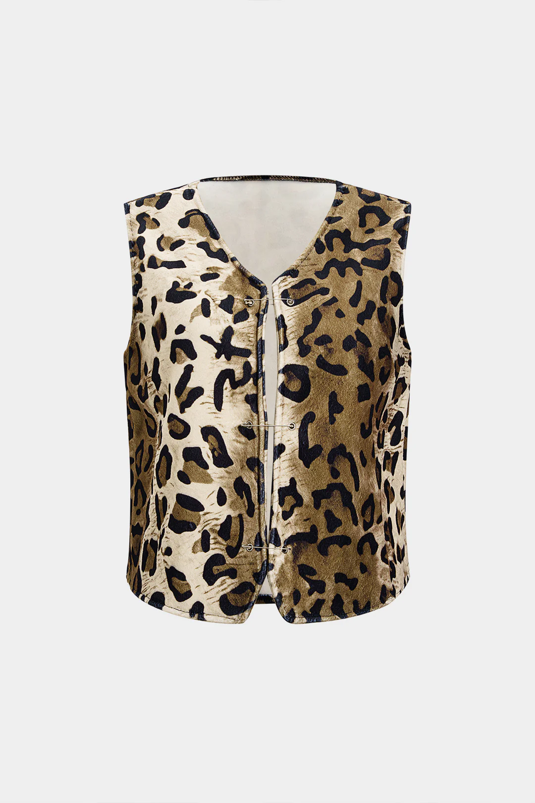 Woolen Leopard Print Hollow Out Vest - Flockneti