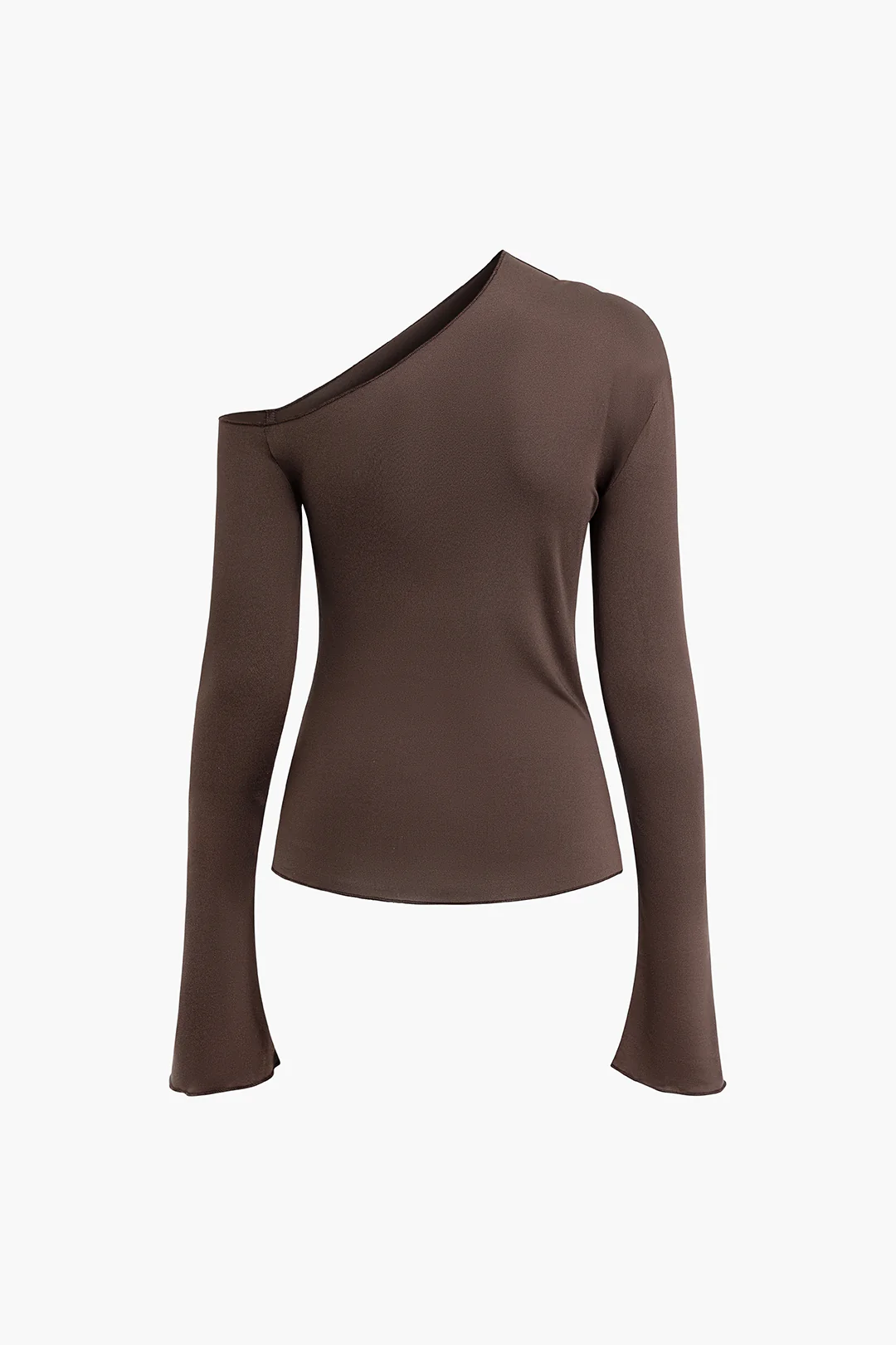 Solid Single Shoulder Long-Sleeve Top - Flockneti