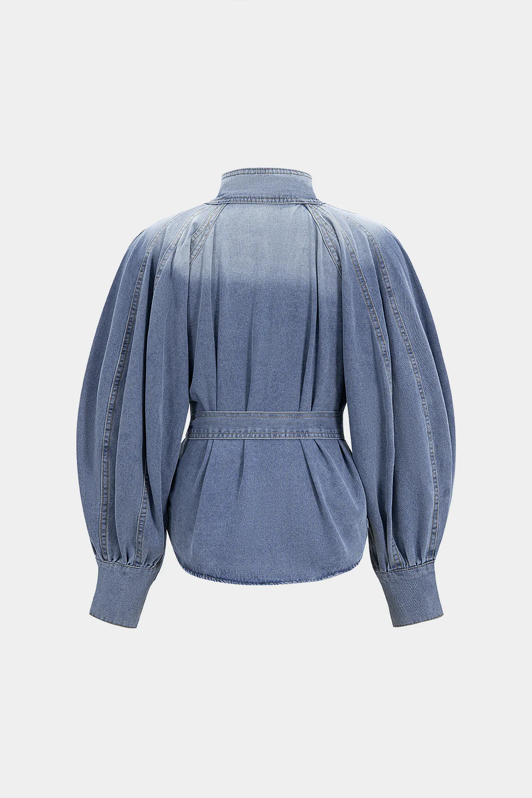 Denim Raglan Sleeve Button Strappy Belted Outerwear - Flockneti