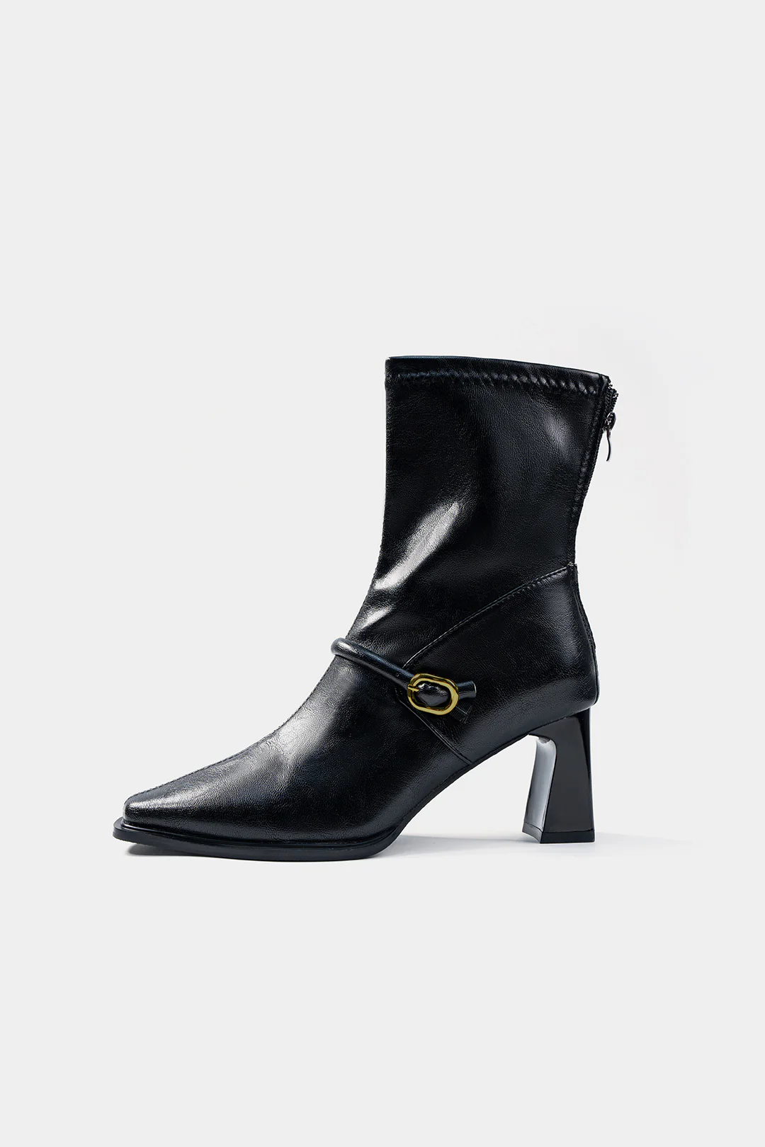 Square Toe Zipper Ankle Boots - Flockneti