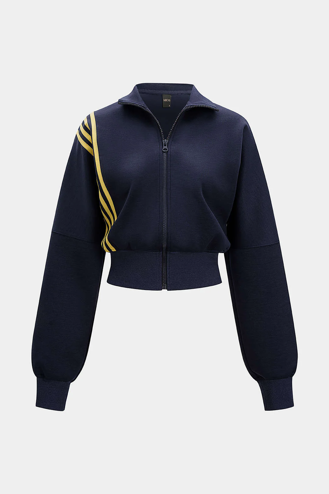 Contrast Stripes Zipper Cropped Jacket - Flockneti