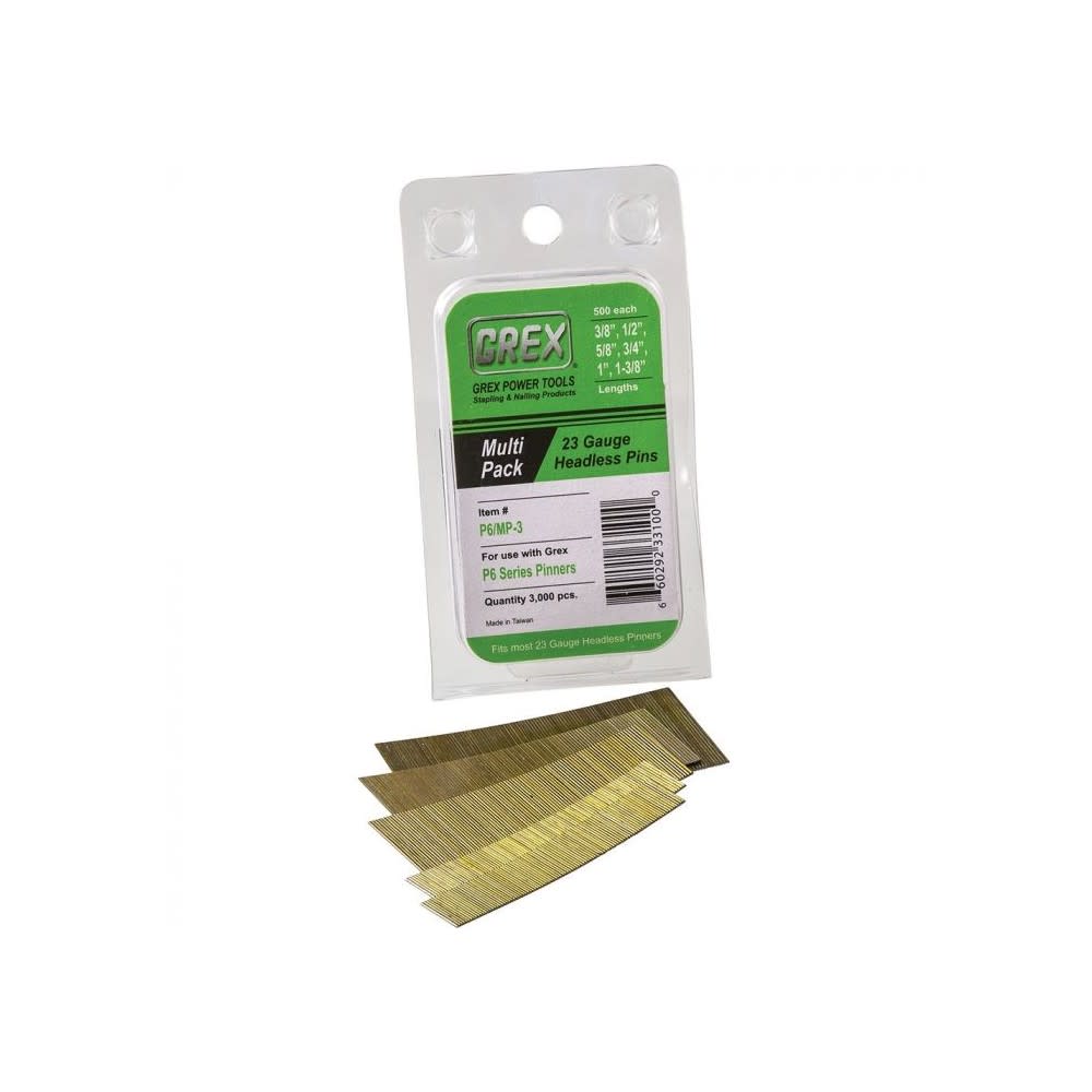 Grex Power Tools Multi Pack 23 Gauge Galvanized Headless Pin 3000pk - Flockneti