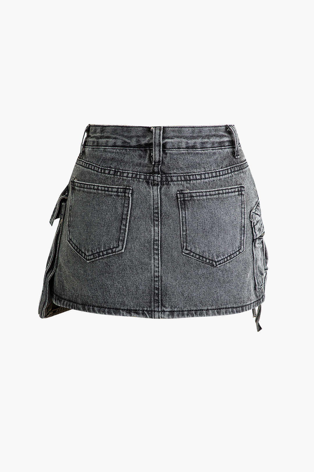 Graffiti Flap Pocket Denim Mini Skirt - Flockneti