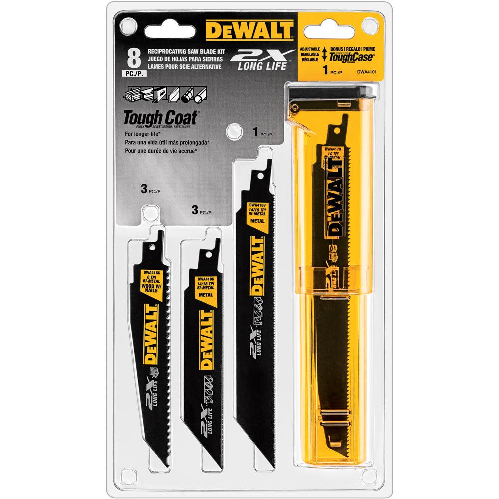 DEWALT 8-Piece 2X Recip Blade Set with Tough Case - Flockneti