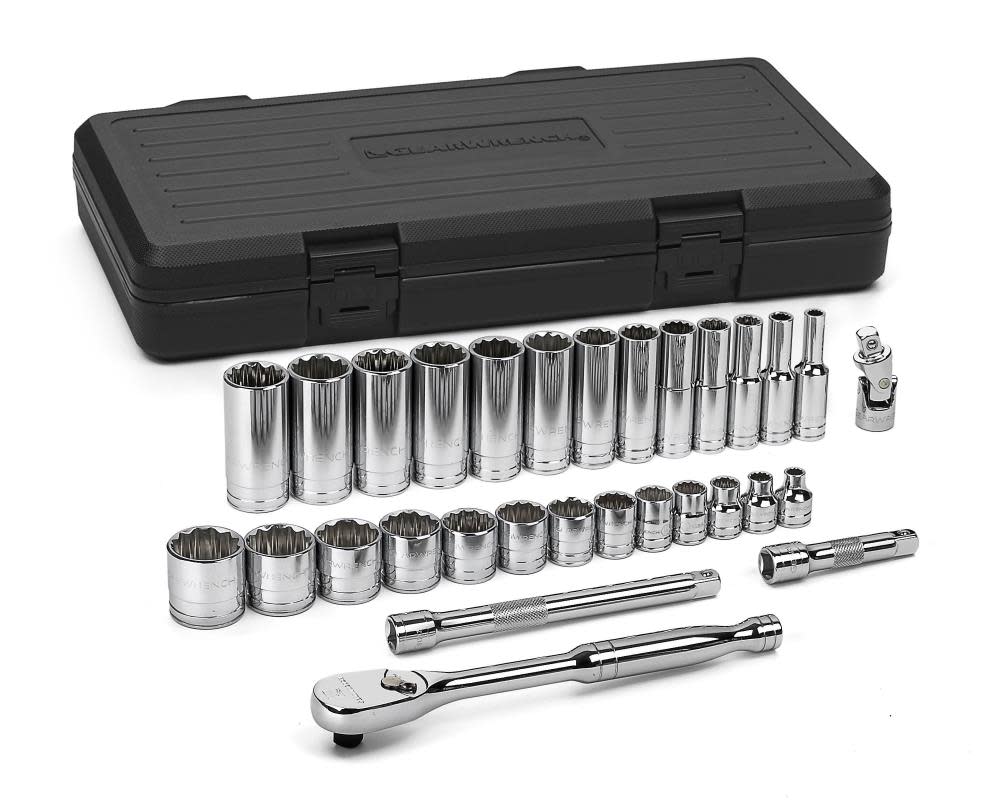 GEARWRENCH Socket Set 30 pc. 3/8 In. Drive 12 Point SAE Standard and Deep - Flockneti