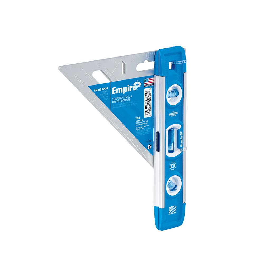 Empire Level 9 in. Torpedo Level/7 in. Rafter Square Combo - Flockneti