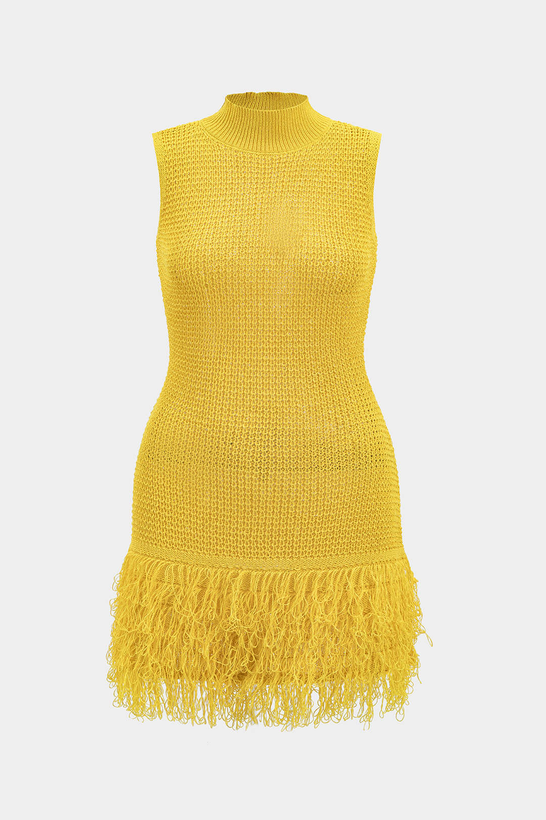 Plus Size Knit Fringe Sleeveless Dress - Flockneti